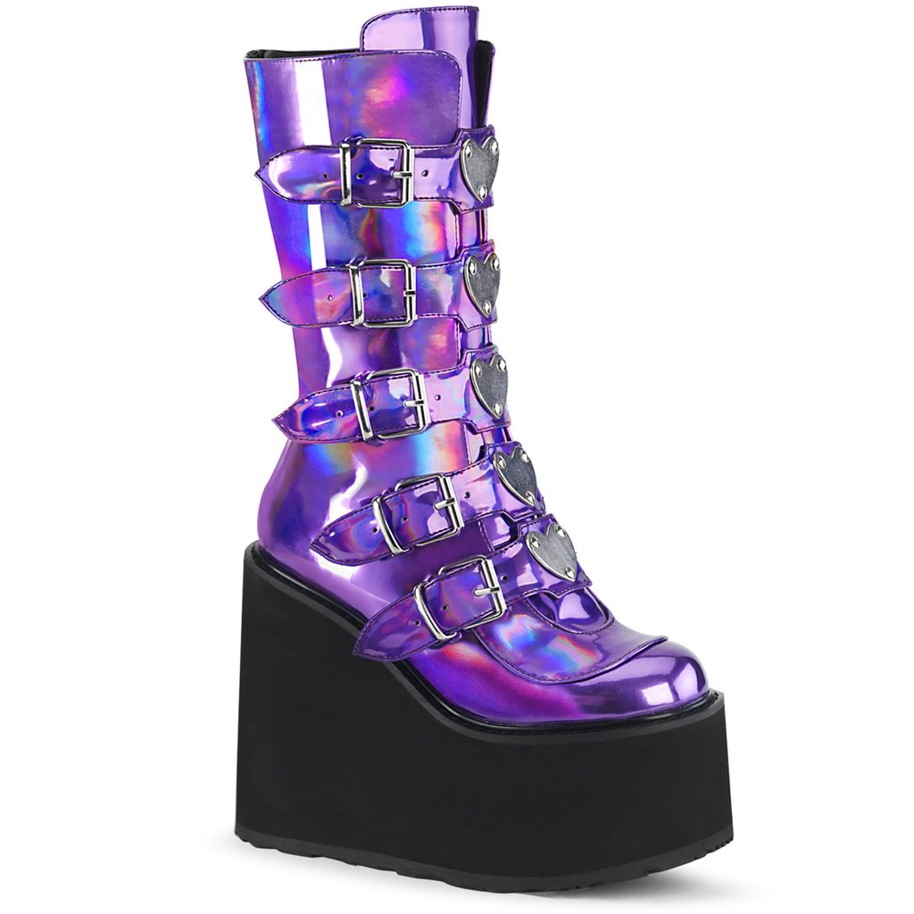 Bottes Hauteur Genoux Demonia Swing 230 Hologramme Femme - Violette 16839-LKOH